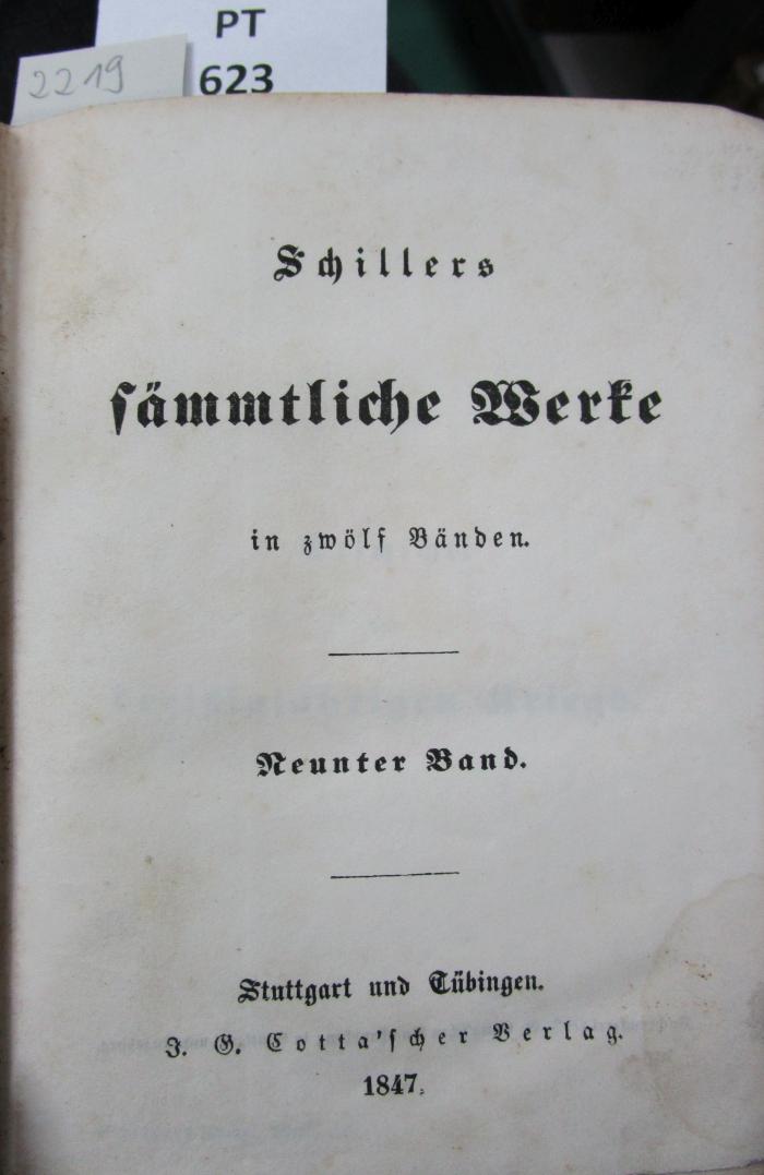  [Schiller's] sämmtliche Werke in zwölf Bänden. Neunter Band (1847)