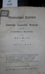  Theatralisches Quodlibet oder sämmtliche dramatische Beyträge für die Leopoldstädter Schaubühne. Fünfter Band. Die Arbeiten des Herkules. Der lustige Fritz etc. Maria Szetsy etc. Die Buschmenschen in Krähwinkel (1820)