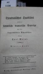  Theatralisches Quodlibet oder sämmtliche dramatische Beyträge für die Leopoldstädter Schaubühne. Vierter Band. Die travestirte Zauberflöte. Die Damenhüte im Theater. Odioso, der kleine Teufel. Die Frau Ahndel (1820)