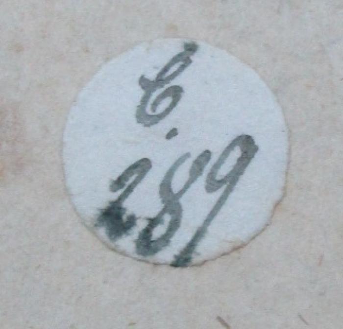 Memoiren von Jacob Casanova von Seingalt. Dritter Band (1850);- (unbekannt), Etikett: Signatur; 'C.
289'. 