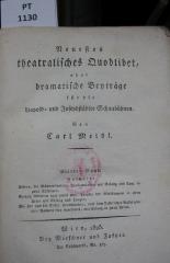 Neustes theatralisches Quodlibet, oder sämmtliche dramatische Beyträge für die Leopoldstädter Schaubühne. Vierter Band. Arsena, die Männerfeindin. Sechzig Minuten nach zwölf Uhr. Die Fee und der Ritter (1825)