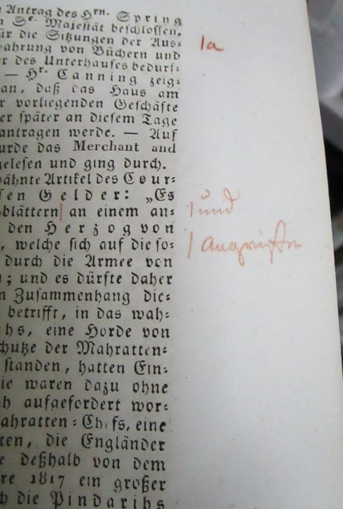  Österreichischer Beobachter auf das Jahr 1825. Zweyter Band. Juli bis Ende December (1825);- (unbekannt), Von Hand: Annotation. 