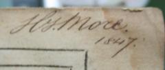 - (More, Hy.[?]), Von Hand: Autogramm, Name, Datum; 'Hy. More.
1847.'. 
