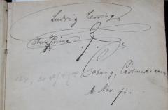 - (Lessing, Ludwig), Von Hand: Autogramm, Name, Berufsangabe/Titel/Branche, Datum, Ortsangabe; 'Ludwig Lessing
Ober-Prima 74
Coburg, Casimirianum.
1. Nov. 73.'. 
