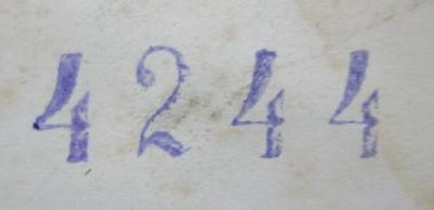  Reise in Süddeutschland und am Rhein (1848);- (Leihbibliothek Anna Burkhart (Augsburg)), Stempel: Nummer; '4244'. 