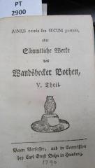  Asmus omnia sua secum portans, oder Sämmtliche Werke des Wandsbecker Bothen. V. Theil ([1790])