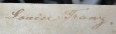 - (Franz, Louise), Von Hand: Autogramm, Name; 'Louise Franz.'. 