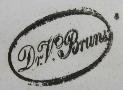  Lehrbuch der Chemie. Erster Band (1833);- (Bruns, V.), Stempel: Berufsangabe/Titel/Branche, Name; 'Dr. V. Bruns'.  (Prototyp)