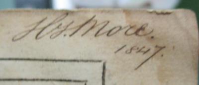  The independent Whig (1722);- (More, Hy.[?]), Von Hand: Autogramm, Name, Datum; 'Hy. More.
1847.'. 