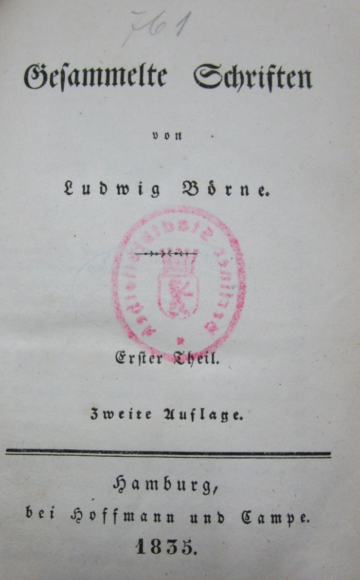  Gesammelte Schriften von Ludwig Börne. Erster Theil (1835)