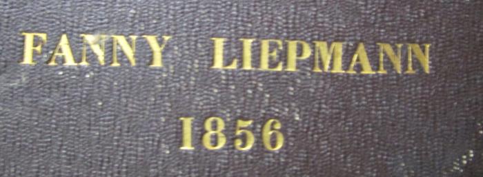  Gesammelte Schriften von Ludwig Börne. Erster Theil (1835);- (Liepmann, Fanny), Prägung: Name, Datum; 'Fanny Liepmann 1856'.  (Prototyp)
