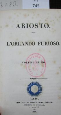  L' Orlando furioso. Volume primo (1846)