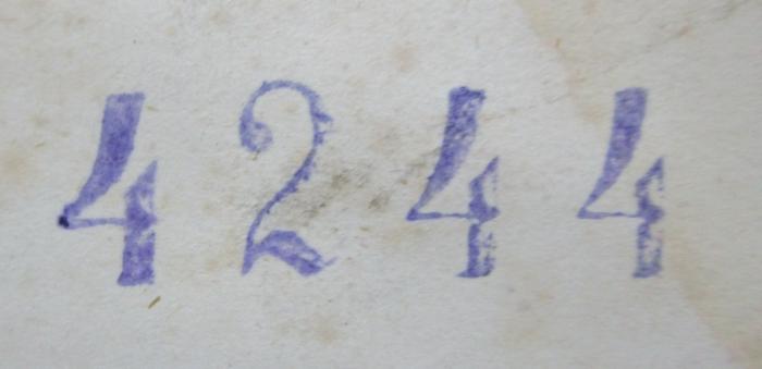  Reise in Süddeutschland und am Rhein (1848);- (Leihbibliothek Anna Burkhart (Augsburg)), Stempel: Nummer; '4244'. 