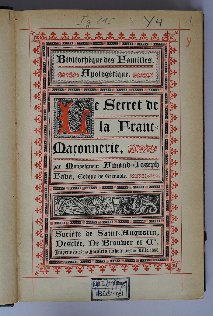 Ig 215 : Le Secret de la Franc-Maconnerie (1883)