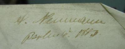  Phädon (1842);- (Neumann, A.), Von Hand: Autogramm, Name, Ortsangabe, Datum; 'A. Neumann
Berlin [.] 1843.'. 