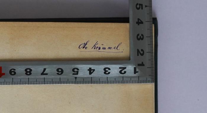 II 4670 : Neue Probleme der vergleichenden Erdkunde (1876);- (Krümmel, Otto), Von Hand: Autogramm, Name; 'Otto Krümmel.'. 