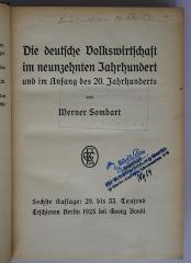 SA 958&lt;6&gt; : Die deutsche Volkswirtschaft im neunzehnten Jahrhundert und im Anfang des 20. Jahrhunderts (1923)