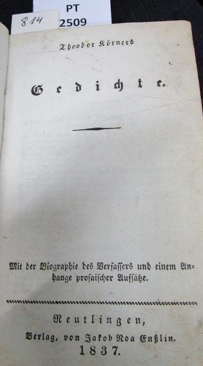  [Theodor Körners] Gedichte (1837)