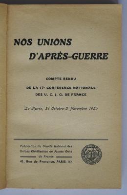 SA 1883 : Nos Unions D'aprés-Guerre (1920)