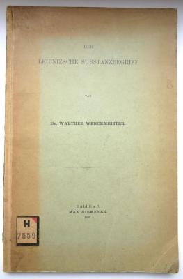 H 7559 : Der Leibnizsche Substanzbegriff (1889)