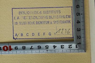 SA 1299 : 50 Jahre Gewerkschaftsbewegung in der Schweiz (1930);- (Bibliothek des Instituts für Arbeiterbildung Berlin-Dahlem), Stempel: Name, Berufsangabe/Titel/Branche, Signatur, Ortsangabe; 'Bibliothek des Instituts f. Arbeiterbildung BLN-Dahlem ab XI/69 neue Signatur u. Systematik A 1236'. 