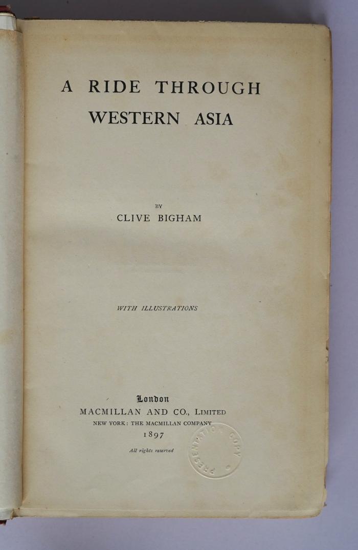 V 804 : A Ride Through Western Asia (1867)