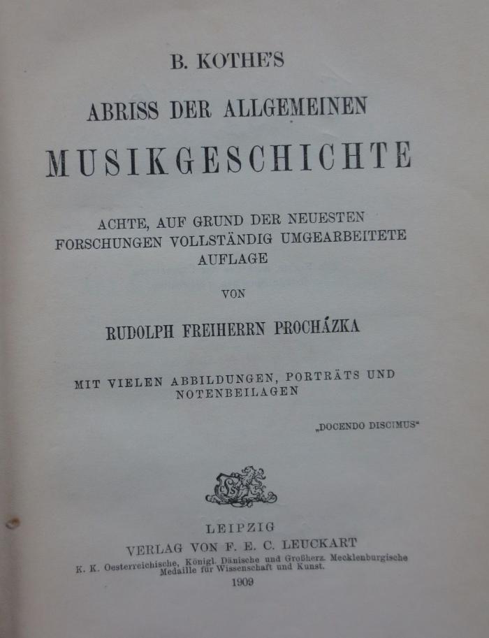 IV 43522 1 2.Ex.: Abriss der allgemeinen Musikgeschichte (1909)