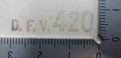 - (unbekannt;Deutscher Freidenker-Verband e. V. ), Stempel: Initiale, Nummer, Signatur; 'D. F. V. 420'.  (Prototyp)