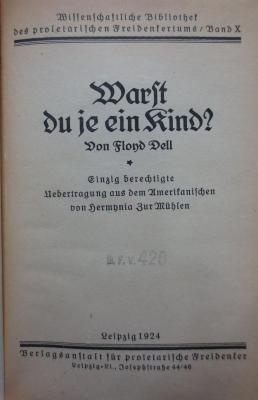 Pc 924: Warst du je ein Kind? (1924)