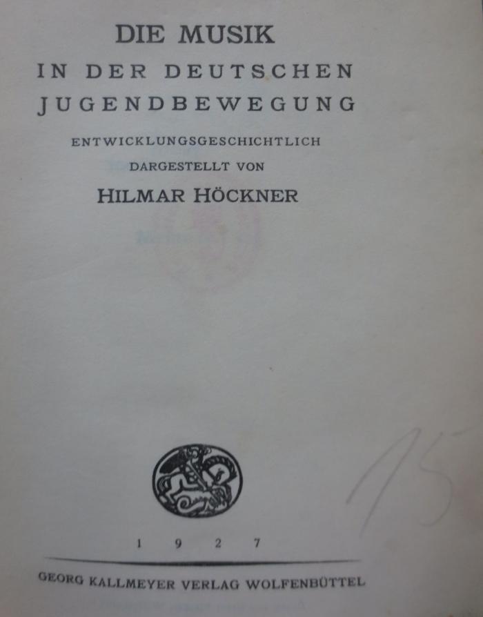 Pe 1429: Die Musik in der deutschen Jugendbewegung (1927)