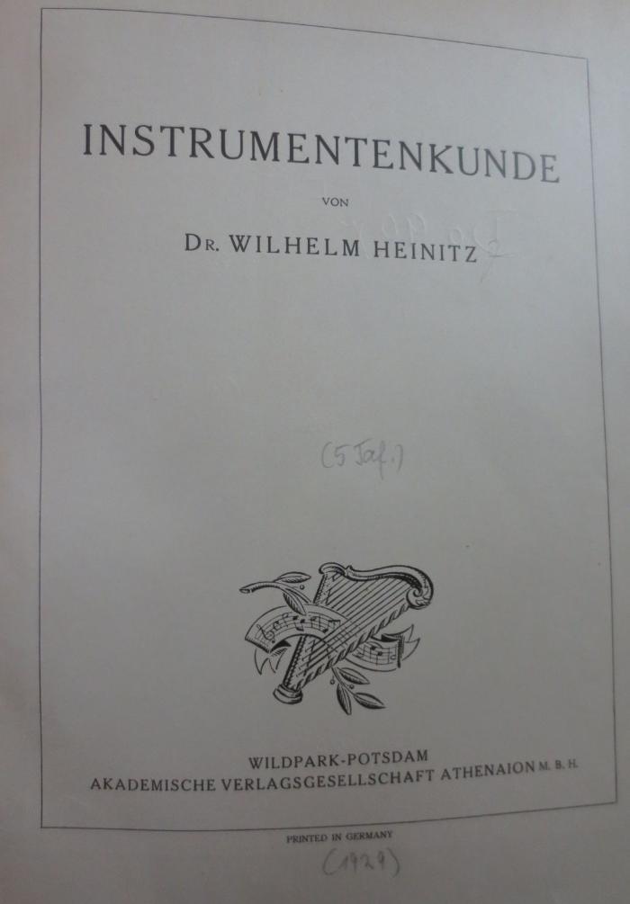 Do 90 x [4] 2.Ex. n.e.: Instrumentenkunde (1929)