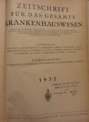 ZB;Ko 4167;509 ;x [28] 1932: Zeitschrift für das gesamte Krankenhauswesen. 1932 (1932)