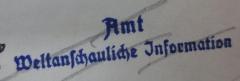 G46 / 3205 (Hauptamt Weltanschauliche Information), Stempel: Name, Berufsangabe/Titel/Branche; 'Amt Weltanschauliche Information'.  (Prototyp)