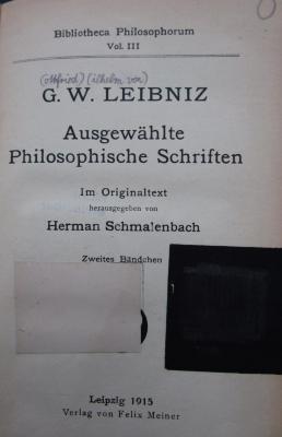 Hl 208 2: Ausgewählte Philosophische Schriften. Zweites Bändchen (1915)