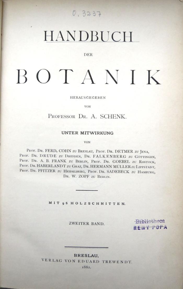 O.3237 (2) : Handbuch der Botanik. Zweiter Band. (1882)