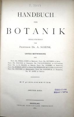 O.3237 (2) : Handbuch der Botanik. Zweiter Band. (1882)