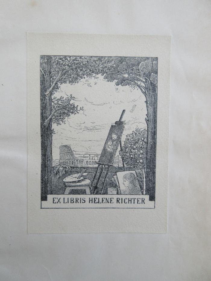 - (Richter, Helene (Malerin)), Etikett: Exlibris; 'EX LIBRIS HELENE RICHTER'.  (Prototyp)