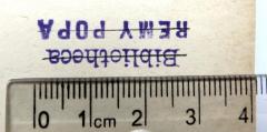 - (Popa, Remy), Stempel: Name, Exlibris; 'Bibliotheca Remy Popa'.  (Prototyp)