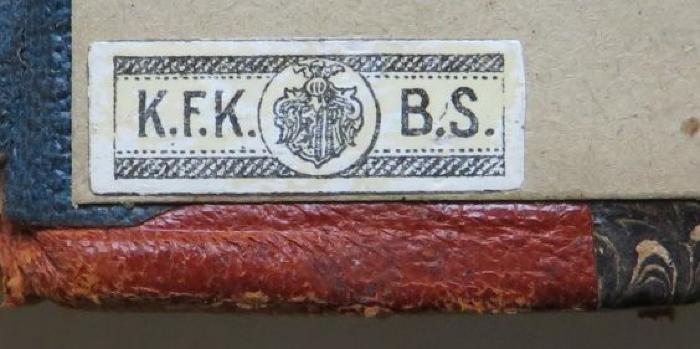 G46 / 1559 (K.F. Koehler (Firma)), Etikett: Initiale, Wappen, Buchhändler; 'K.F.K. B.S.'.  (Prototyp)