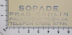 - (Sozialdemokratische Partei Deutschlands (SPD)), Stempel: Exlibris, Ortsangabe; 'SOPADE PRAG KARLÍN PALAOKŇHO TŘÍDA 24. TELEFON 37622, 37731.'.  (Prototyp)