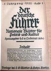 Zs 2168 - 1.1922 : Der deutsche Führer. Nationale Blätter für Politik und Kultur 1. Jg. 1.1922 (1922)