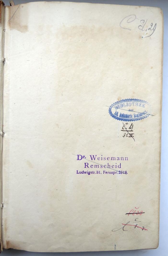 - (Königlich Bayerisches 19. Infanterie-Regiment), Von Hand: Signatur; 'Cd. 29 / C. b[?] 31. III. / C b 38 / C c 1.3. / C. 30. 3. / Cd. 29 / C b 38 / C. b[?] 31. III.'. 