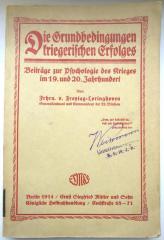 U 3314 : Grundbedingungen des kriegerischen Erfolges. Beiträge zur Psychologie des Krieges im 19. und 20. Jahrhundert. (1914)