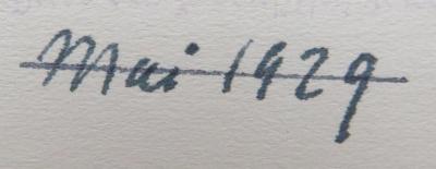 - (Weisemann, Ewald), Von Hand: Datum; 'Mai 1929'. 