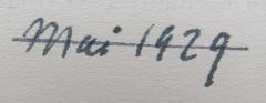 - (Weisemann, Ewald), Von Hand: Datum; 'Mai 1929'. 