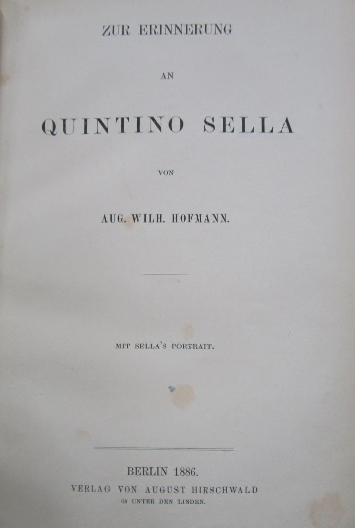 Ke 151: Zur Erinnerung an Quintino Sella (1886)