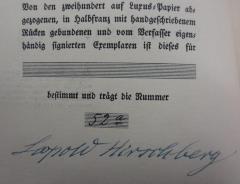 - (Hirschberg, Leopold), Von Hand: Autogramm, Autor; 'Leopold Hirschberg'. 