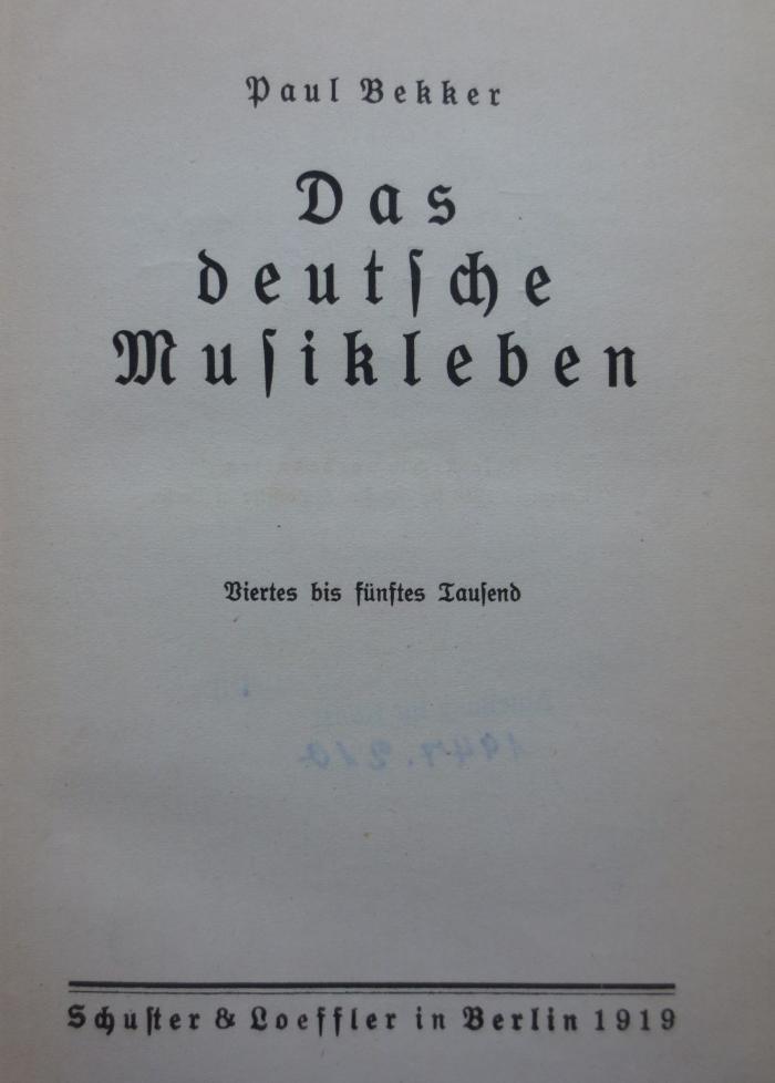 IV 13069 1919: Das deutsche Musikleben (1919)