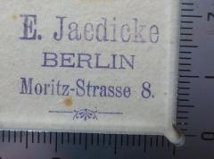 G46 / 352 (Jaedicke, E.), Stempel: Name, Ortsangabe; 'E. Jaedicke
Berlin
Moritz-Strasse 8.'.  (Prototyp)