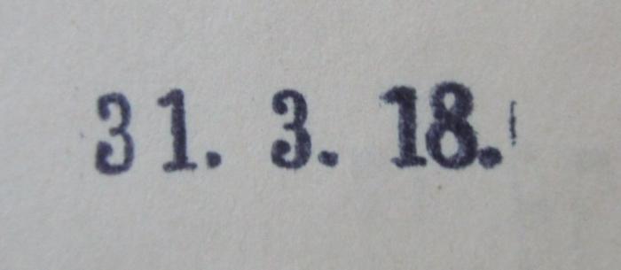 I 7533 3.Ex.: Die Sekten der russischen Kirche (1003 - 1897) (1898);- (unbekannt), Stempel: Datum; '31. 3. 18.'. 